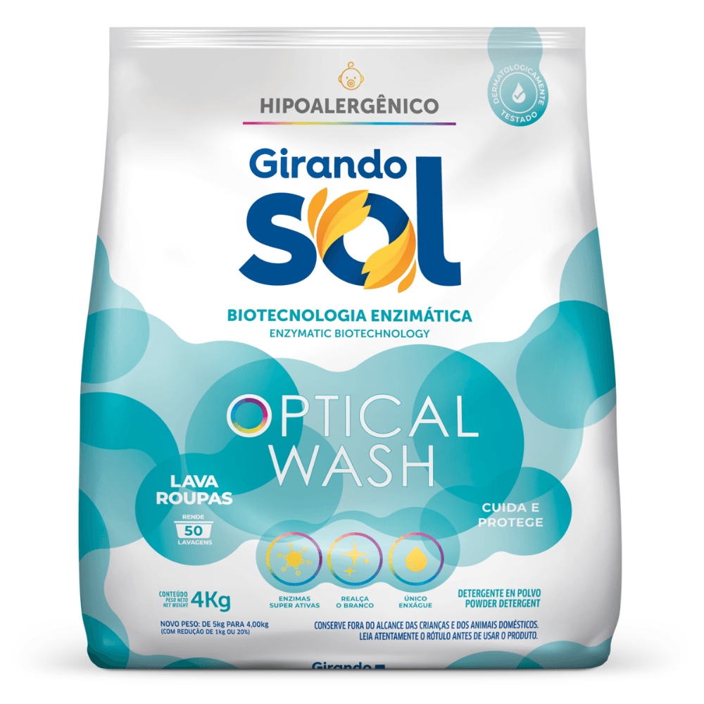 Lava-Roupas Pó Girando Sol Optical Wash Pacote 4kg] - Bistek